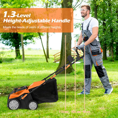 Adjustable Electric Dethatcher and Scarifier Folding Walk-Behind Weeder-Orange