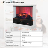 2000W Electric Fireplace Heater with 3-Level Vivid Flame-White
