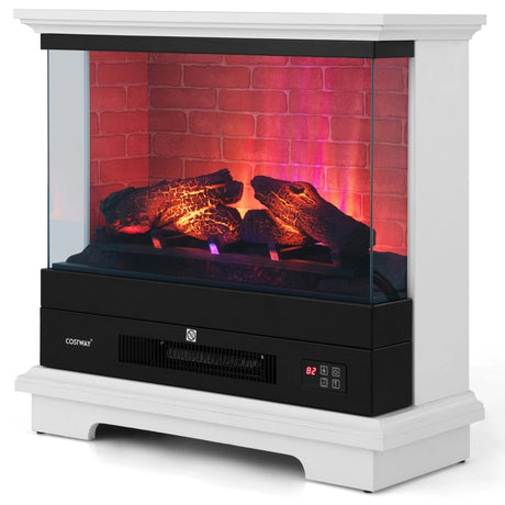 2000W Electric Fireplace Heater with 3-Level Vivid Flame-White