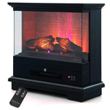 2000W Electric Fireplace Heater with 3-Level Vivid Flame-Black