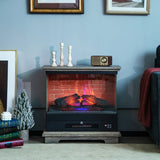 2000W Electric Fireplace Heater with 3-Level Vivid Flame-Brown