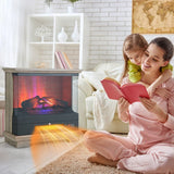 2000W Electric Fireplace Heater with 3-Level Vivid Flame-Brown