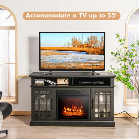 Fireplace TV Stand with 2000w Electric Insert and Remote Control-Black