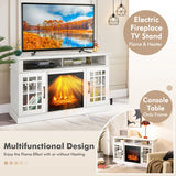 Fireplace TV Stand with 2000w Electric Insert and Remote Control-White