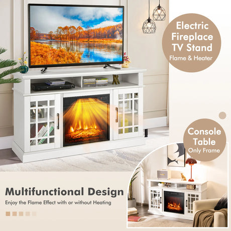 Fireplace TV Stand with 2000w Electric Insert and Remote Control-White