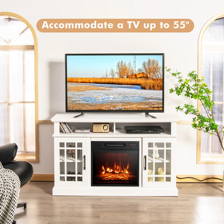 Fireplace TV Stand with 2000w Electric Insert and Remote Control-White
