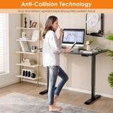 Electric Height Adjustable Standing Desk with Memory Smart Presets and Anti-Collision Function-Black