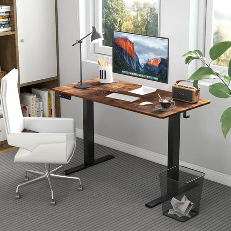 120 x 60cm Height Adjustable Standing Desk with 3 Memory Heights-Brown