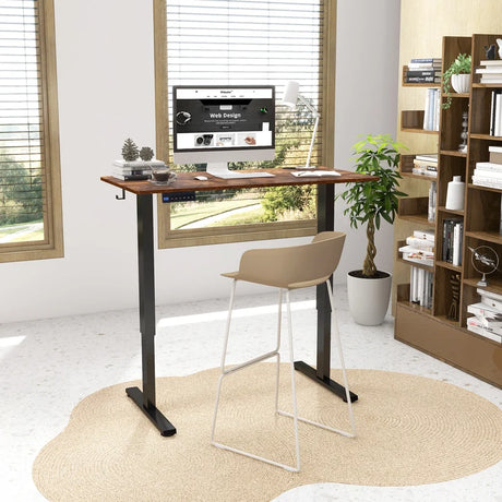 120 x 60cm Height Adjustable Standing Desk with 3 Memory Heights-Brown
