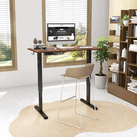 120 x 60cm Height Adjustable Standing Desk with 3 Memory Heights-Brown