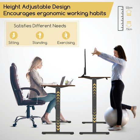 120 x 60cm Height Adjustable Standing Desk with 3 Memory Heights-Brown
