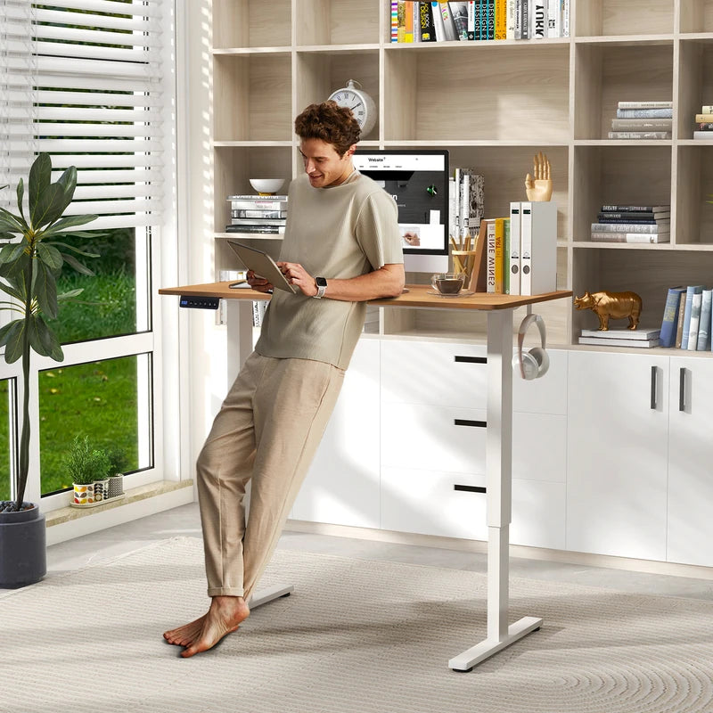 120 x 60cm Height Adjustable Standing Desk with 3 Memory Heights-Natural