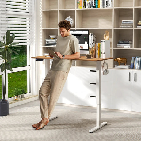 120 x 60cm Height Adjustable Standing Desk with 3 Memory Heights-Natural