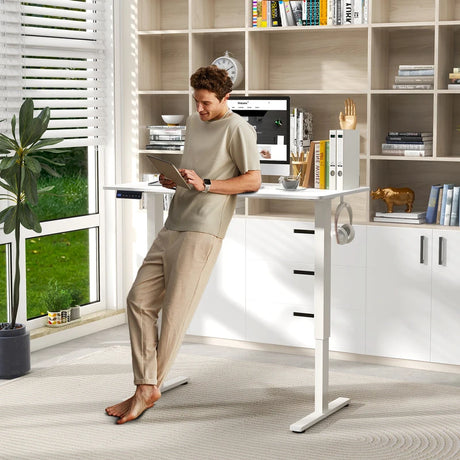 120 x 60cm Height Adjustable Standing Desk with 3 Memory Heights-White