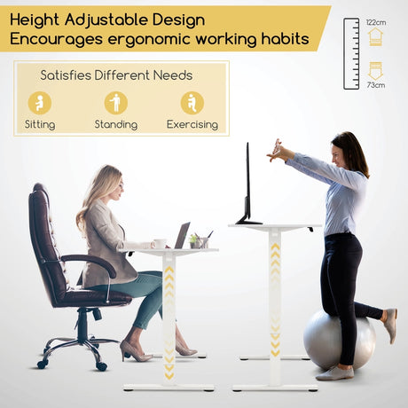 120 x 60cm Height Adjustable Standing Desk with 3 Memory Heights-White