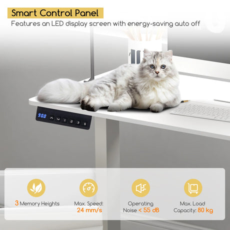 120 x 60cm Height Adjustable Standing Desk with 3 Memory Heights-White