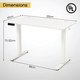 120 x 60cm Height Adjustable Standing Desk with 3 Memory Heights-White