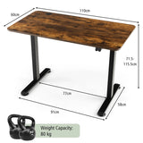 Electric Height Adjustable Standing Desk with Button Controller-Rustic Brown