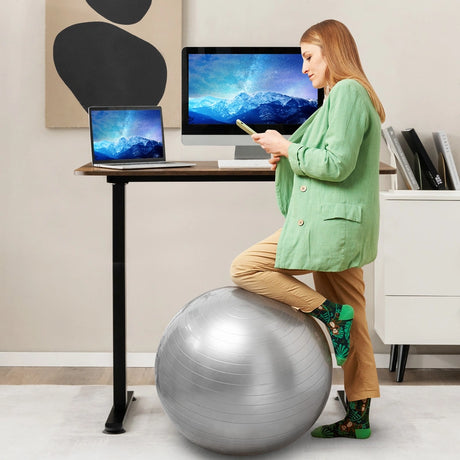 Electric Height Adjustable Standing Desk with Button Controller-Rustic Brown
