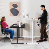 Electric Height Adjustable Standing Desk with Button Controller-White