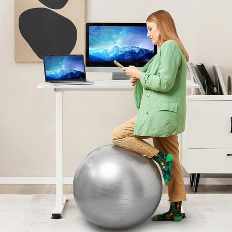 Electric Height Adjustable Standing Desk with Button Controller-White