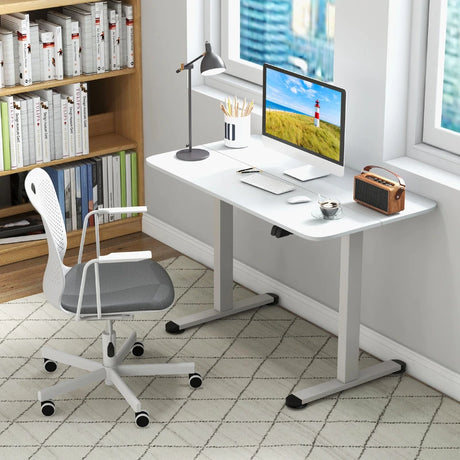 Electric Height Adjustable Standing Desk with Button Controller-White
