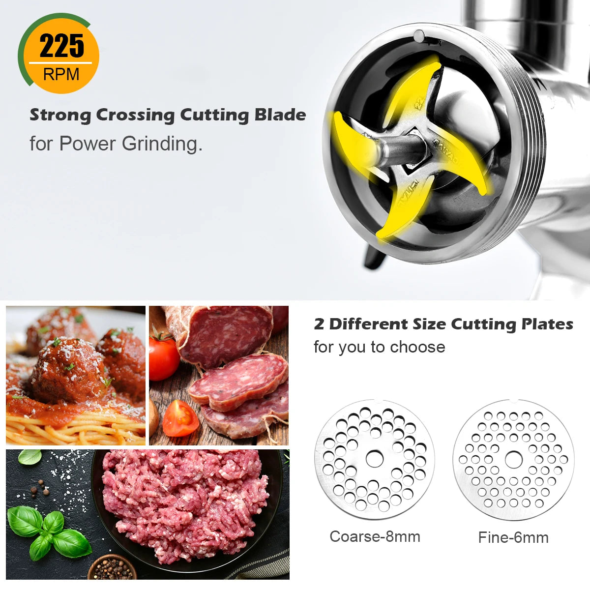 3-in-1 Meat Mincer and Sausage Stuffer Maker-Silver