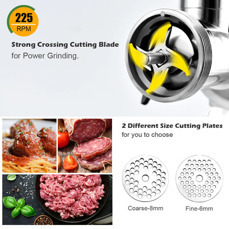 3-in-1 Meat Mincer and Sausage Stuffer Maker-Silver