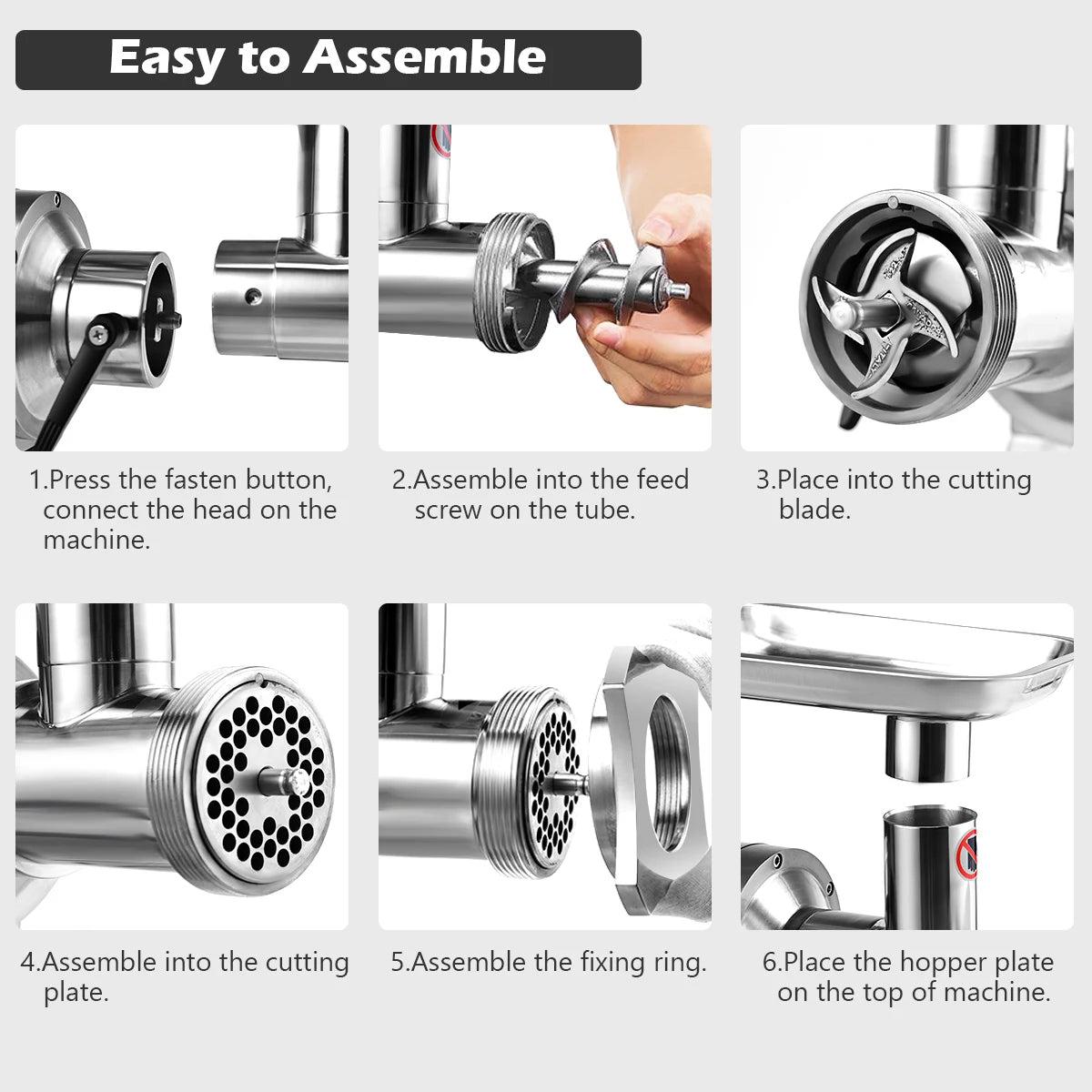3-in-1 Meat Mincer and Sausage Stuffer Maker-Silver