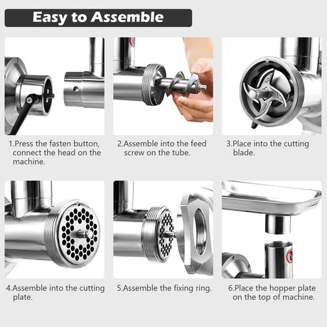 3-in-1 Meat Mincer and Sausage Stuffer Maker-Silver