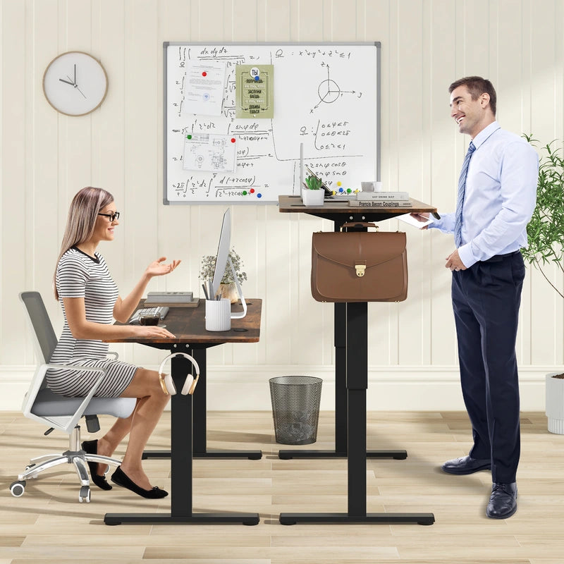 140 x 60 CM Height Adjustable Standing Desk with 3 Memory Heights-Brown