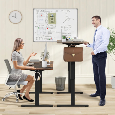140 x 60 CM Height Adjustable Standing Desk with 3 Memory Heights-Brown