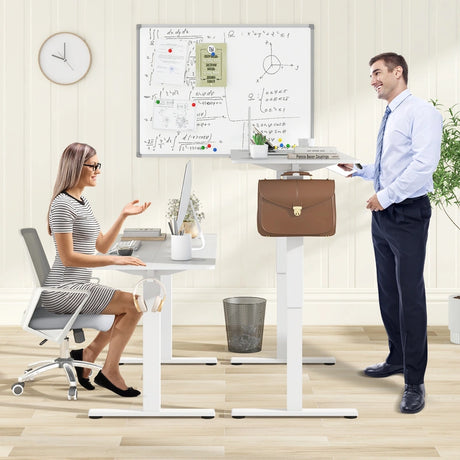 140 x 60 CM Height Adjustable Standing Desk with 3 Memory Heights-White
