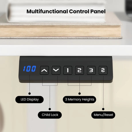 140 x 60 CM Height Adjustable Standing Desk with 3 Memory Heights-White