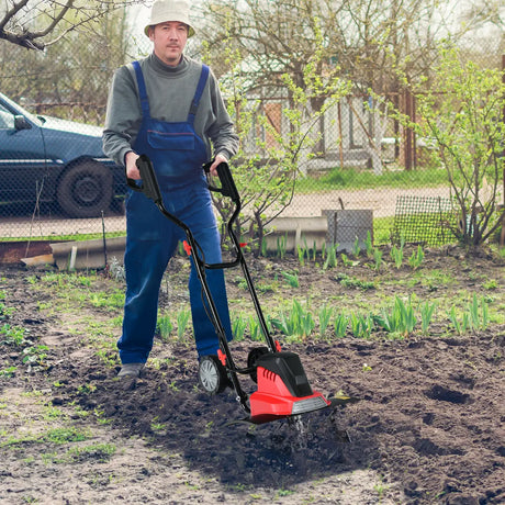 1500W Corded Electric Garden Tiller with 6 Blade Till