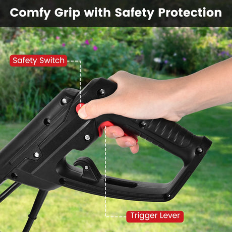 1500W Corded Electric Garden Tiller with 6 Blade Till