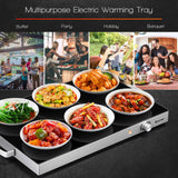 Electric Warming Tray with Cool-Touch Handles and Stainless Steel Frame