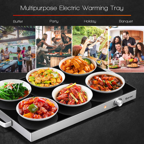 Electric Warming Tray with Cool-Touch Handles and Stainless Steel Frame