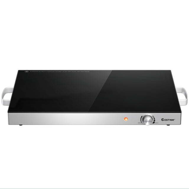 Electric Warming Tray with Cool-Touch Handles and Stainless Steel Frame