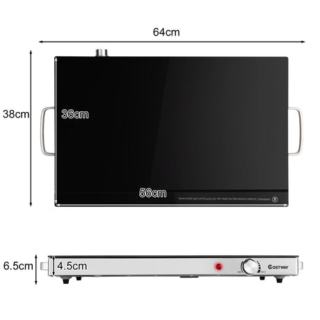 Electric Warming Tray with Cool-Touch Handles and Stainless Steel Frame