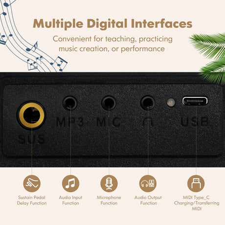 88-Key Electronic Keyboard with Storage Bag for Kids and Adults-Black
