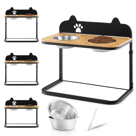 Dog Bowl Stand with 2 Stainless Steel Food Water Bowls