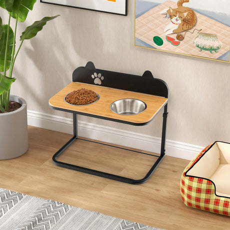 Dog Bowl Stand with 2 Stainless Steel Food Water Bowls