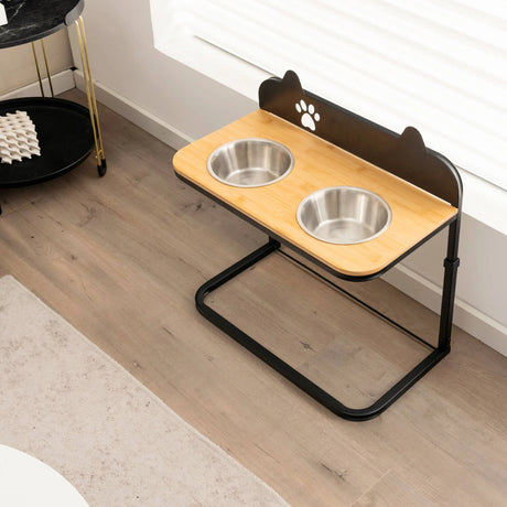 Dog Bowl Stand with 2 Stainless Steel Food Water Bowls