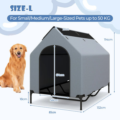 Large Pet House with Ventilated Windows and Removable Cover-L