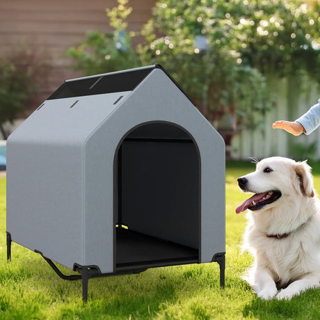 Large Pet House with Ventilated Windows and Removable Cover-M