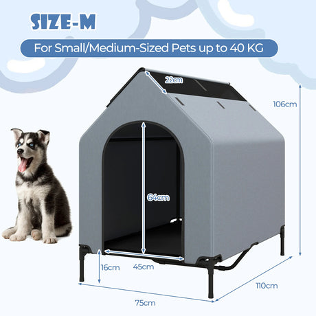 Large Pet House with Ventilated Windows and Removable Cover-M
