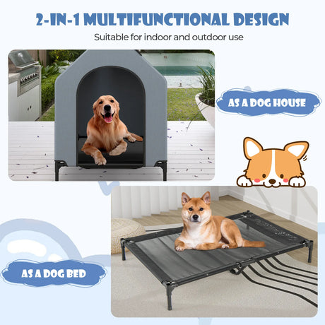 Large Pet House with Ventilated Windows and Removable Cover-M