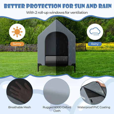 Large Pet House with Ventilated Windows and Removable Cover-M