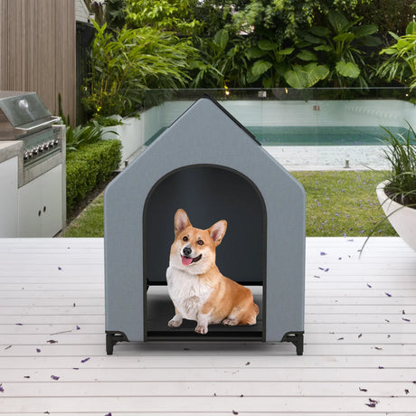 Large Pet House with Ventilated Windows and Removable Cover-S